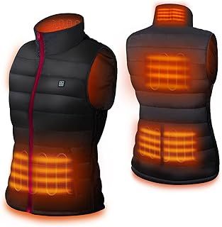 DR.PREPARE Women’s Heated Gilet, Lightweight Heated Vest for Women with 3 Heating Levels, 6 Zones, Adjustable Size Vests, and USB Plug for Hiking Camping (Battery Pack Not Included)