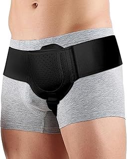 Hernia Belt For Men Hernia Truss - Inguinal Hernia Support For Men For Left or Right Side Post Surgery Men's Inguinal Hernia Support Truss For Inguinal Groin Hernias Adjustable Waist Strap (Black)