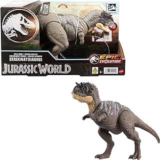 Mattel Jurassic World Wild Roar Ekrixinatosaurus Dinosaur Figure with Continuing Roar Sound & Attack Action, Posable Physical Toy & Digital Play, HTK70