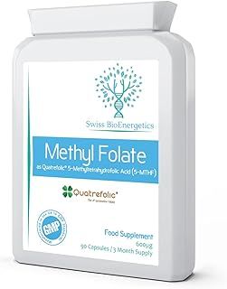 Methyl Folate 600µg - 90 Capsules as Quatrefolic 5-MTHF Supplement 6S-5-methyltetrahydrofolate – The 4th Generation of Folate a Highly biologically Active Form of Folic Acid/Vitamin B9 - UK Made