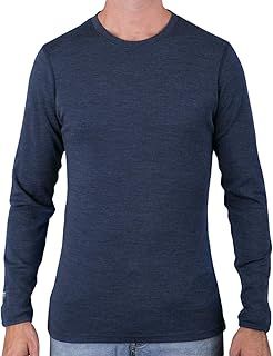 MERIWOOL Men's 100% Merino Wool Midweight Long Sleeve Thermal Shirt - Army Green, XS