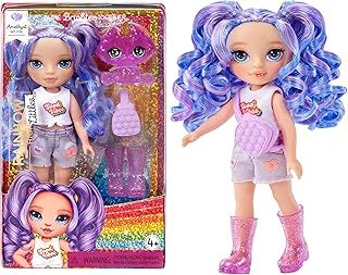 Rainbow High Littles - Amethyst Willow - Small, Posable Fashion Doll – Purple 14 cm Tall Doll with Purse and Magical Pet Dog - Suitable for for Kids and Collectors