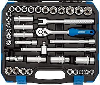 Draper 39 Piece Set Square Drive Combined mm/AF Socket 3/8" Length - DIY Home Workshop Professional & Car Kit