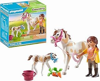 Playmobil 71243 Country Horse with Foal, pony Farm, Horse Toys, Fun Imaginative Role-Play, Playset Suitable for Children Ages 4+