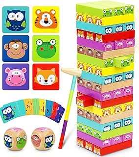 COOLJOYA Toys for 2 3 4 Year Old Boys Girls | Family Games for Kids and Adults | Wooden Stacking Toys Learning Educational Toys | Board Games Gifts for 2 3 4 5 Year Olds Boys Girls