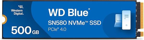 WD Blue SN580 500GB, M.2 2280, NVMe SSD, PCIe Gen4 NVMe, up to 4,150 MB/s read speed, Includes Acronis True Image for Western Digital