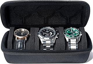 MATGEUT Watch Travel Case - Hard Watch Box Storage Organizer and Display, fits Large & Small Watches (Green Lining, 3 Slots)