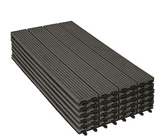 WOLTU 6 x WPC Composite Decking Boards 30 x 60 cm (1 m²) Interlocking Wood Effect Terrace Tiles Flooring with Click System, Grey, GTF005gr