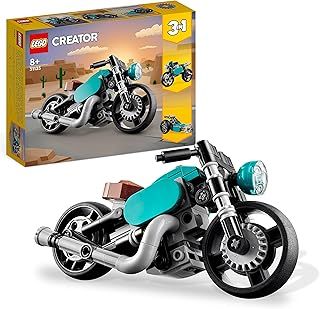 LEGO Creator 3 in 1 Vintage Motorcycle Set, Classic Motorbike Toy to Street Bike to Dragster Car, Vehicle Building Toys for Kids, Boys and Girls 31135