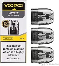 Voopoo Argus Top Fill Cartridge (0.7ohm) - 3 Pack 2ml, Available in 0.7 & 1.0Ω Compatible with Argus Pod Series - No Nicotine