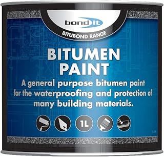 Bond-It Bitumen Paint - 1 litre - Solvent-bourne bituminous black paint for waterproofing & weatherproofing steelwork, concrete, wood, asphalt & portable water tanks