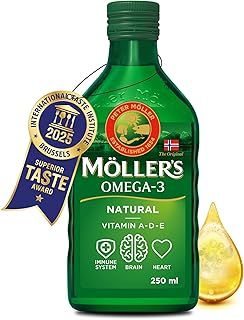 Moller’s ® | Omega 3 Cod Liver Oil | Omega-3 Dietary Supplements with EPA, DHA, Vitamin A, D and E | Superior Taste Award | Pure & Natural cod Liver Oil | 166 Year Old Brand | Neutral | 250 ml