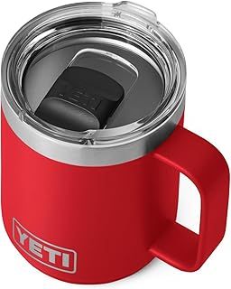 YETI Rambler Mug, Vacuum Insulated Stainless Steel Stackable Mug with Magslider Lid, Rescue Red, 10 oz (296 ml)