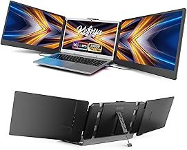 KEFEYA Portable Monitor for Laptop, 14” Full HD IPS Display Screen, Triple Laptop Screen Extender, Work with 13”-17” Mac Windows Chrome