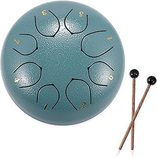 DeeCozy Slit Drums, Steel Tongue Drum, 6 inches 8 Tone D Key, Handpan Drum with Drumsticks, Bag, Finger Cover, Percussion Instrument for Musical Education Concert Mind Healing Yoga Meditation