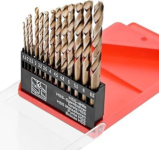 Aupoko M35 Twist Drill Bit Kit, 13pcs 1.5mm-6.5mm Cobalt Drill Bits, High Speed Steel Twist Drill for Stainless Steel, Iron, Cooper, Aluminium, Wood, Plastic (Round Shank)