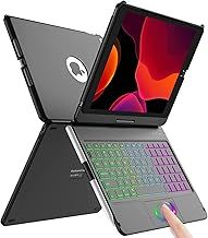 aMZCaSE iPad Keyboard Case 10.2 - 360° Flip Hard-Shell Slim Cover with Wireless Bluetooth Keyboard, 7 Backlight, Auto Sleep/Wake for iPad 9/8/7th Gen (Black)