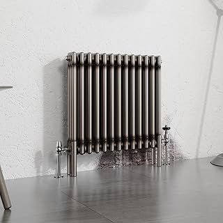 600x607mm Raw Metal Horizontal 3 Column Radiator Traditional Cast Iron Style Bathroom Radiator Central Heating