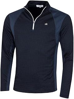 Calvin Klein Mens 2025 Micro Grid CK 1/2 Zip Mid Layer Baselayer