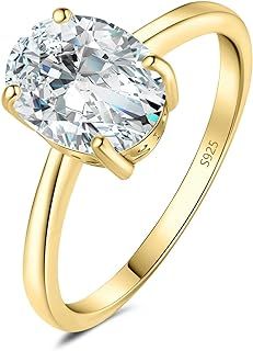 Oval Shape 1ct 2ct Cubic Zirconia Solitaire Engagement Rings for Women, Classic 925 Sterling Silver Promise Ring for Her, Simulated Diamond Anniversary Wedding Ring VVS D-F