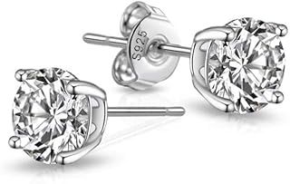 Philip Jones Sterling Silver 5mm Round Earrings Created with Zircondia® Crystals