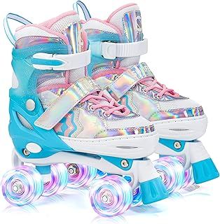 SULIFEEL Unicorn Girls and Boys Adjustable Roller Skates for Kids with Light up Wheels