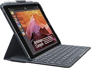Logitech Slim Folio iPad Case with Wireless Bluetooth Keyboard, iPad 5th & 6th Generation (Models: A1893, A1954, A1822, A1823), 14 iOS Shortcut Keys, 4 Year Battery Life, QWERTY UK Layout - Black