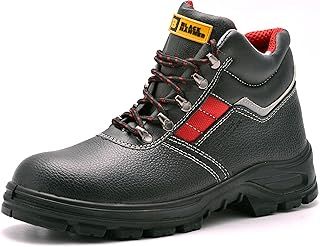 Black Hammer Mens Safety Boots Leather S3 SRC Black Steel Toe Cap Work Shoes Ankle 5993