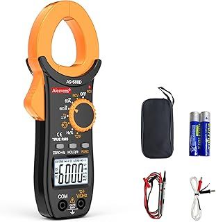 Clamp Meter Amp Meter 6000 Counts Auto-ranging dc Clamp Meter, Measures Current Voltage Temperature Capacitance Resistance Diodes (AC/DC Current)
