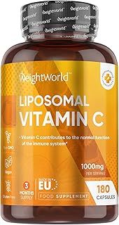 Liposomal Vitamin C Capsules 1000mg - 180 Vegan Capsules (3 Months Supply) - L-Ascorbic Acid with Rosehip & Sunflower Phospholipid - Liposomal VIT C Supplement