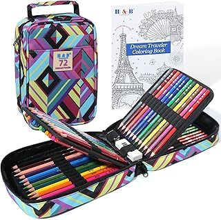 H & B Colouring Pencils 72 Colours Oil Based Coloured Pencils Drawing Set Professional Colouring Pencils Set with Colouring Book Art Sets for Adults Artists