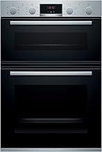Bosch Home & Kitchen Appliances Bosch MBS533BS0B Serie 4 Built-in Double Oven with EcoClean Direct, 3D Hotair, LED display and 2 Universal Slimline Pans, Stainless steel