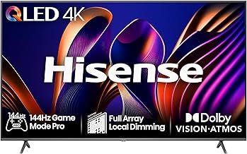 Hisense 75 Inch 144Hz 4K QLED Smart Gaming TV 75E7NQTUK PRO - Full Array Local Dimming, Dolby Vision Atmos, Freesync, Subwoofer, Vidaa OS with Freely, Youtube, Netflix and Disney+ (2024 Model)