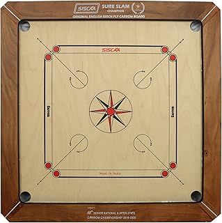 SISCAA Carrom Board Sure SLAM Indoor Board Game Approved by Carrom Federation of India & Maharashtra Carrom Association (Champion, 20mm)