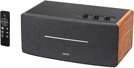 Edifier D12 Bookshelf Speaker - Integrated Desktop Stereo Bluetooth Speaker - Wireless Computer Speaker for Desktop Use- 70 Watts RMS with Subwoofer Line Out - Wooden Enclosure