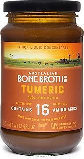 ABBCo Turmeric Beef Bone Broth Concentrate with Ginger, Black Pepper – Healthy Digestive Beverage Boosting Bone and Joint Health - Halal Collagen Protein Enriched