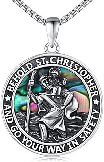 CHENGHONG St Christopher Necklace for Men 925 Sterling Silver Necklaces Saint Christopher Medal Amulet Pendant Protect Us Gifts for Women Catholic Medallions Jewelry 20"+2" Chain 18"+2" Chain