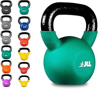 JLL® Neoprene Covered Kettlebells 2kg-24kg, Colour Coded Weights, Covered Cast Iron, Home Gym, Fitness, Exercise, Weight Training