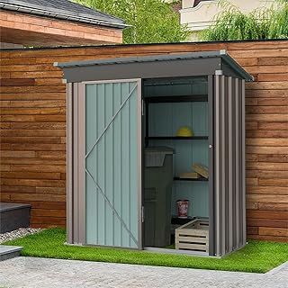 5x3 Foot Metal Garden Storage Shed, Galvanized Metal Garden Shed, Maintenance-Free Metal Shed, Tool Storage Shed, Strong Reinforced Roof
