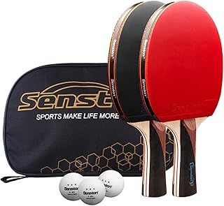 Senston Ping Pong Racket Set, 2 Table Tennis Bats + 3 Balls + 1 Bag, for Indoor Outdoor