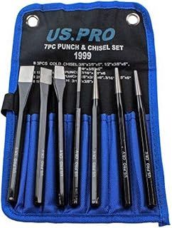 7 Piece Punch and Chisel Set Chrome Vanadium Steel in Canvas Pouch