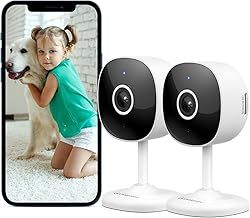 Security Camera Indoor - 2K WiFi Home Cameras for Baby Monitor, Pet, Dog, Smart CCTV, Alert, Siren, SD Card Storage, Works with Alexa (G7-2P)