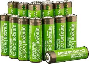 Amazon Basics 16-Pack Rechargeable AA NiMH High-Capacity Batteries, 2400 mAh, Recharge up to 400x Times, Pre-Charged