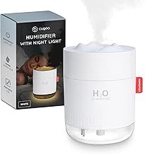CUQOO 500ml Humidifier for Bedroom with Night Light - 2 Mist Modes, Quiet Operation, Auto Shut-Off - Portable USB Cable Powered Humidifier for Baby Room, Home, Office and Plants