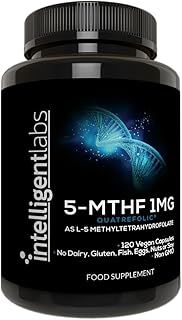 1MG L-5 MTHF by Intelligent Labs, 120 Capsules 4 Months Supply, L-5 Methylfolate Activated Folic Acid Supplement as Quatrefolic Acid, Activated Folate