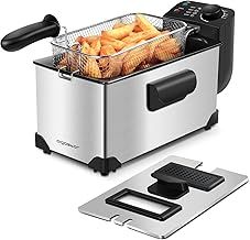 Aigostar Deep Fat Fryer 2200W, 3 Litre Deep Fryer Easy Clean, with Viewing Window, Stainless Steel, Temperature Control, Removable Oil Basket, Silver - Ushas 30JPN