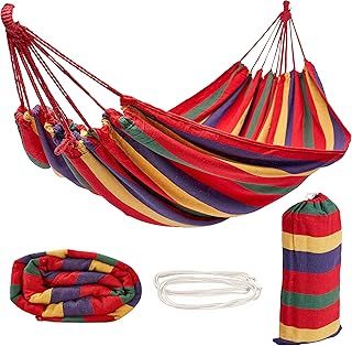 Large Camping Hammock Garden Swing, Double Outdoor/Indoor with Carry Bag & Tree Ropes - 270x150cm, 150kg Weight Capacity