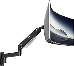 VIVO Premium Aluminum Heavy Duty Monitor Arm for Ultrawide Screens up to 49 inches and 20 kg, Single Wall Mount, Pneumatic Height, Max VESA 100x100, Black, MOUNT-V101G1
