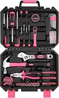 100 Pcs Pink Tool Kit – DIY Hand Tool Set for Home Repairs & Maintenance - Tool Box with Tools Included Plier, Hammer, Adjustable Wrench, and Hex Key Set (2.96, Kilograms) (Pink, 100)