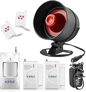 Wireless Security Burglar Door Alarm System Kit for Garage Shed House Hotel Shop Apartment, Weatherproof Siren Horn with Remote Control Door Contact Sensor,Motion Sensor,Loud Up to 115db